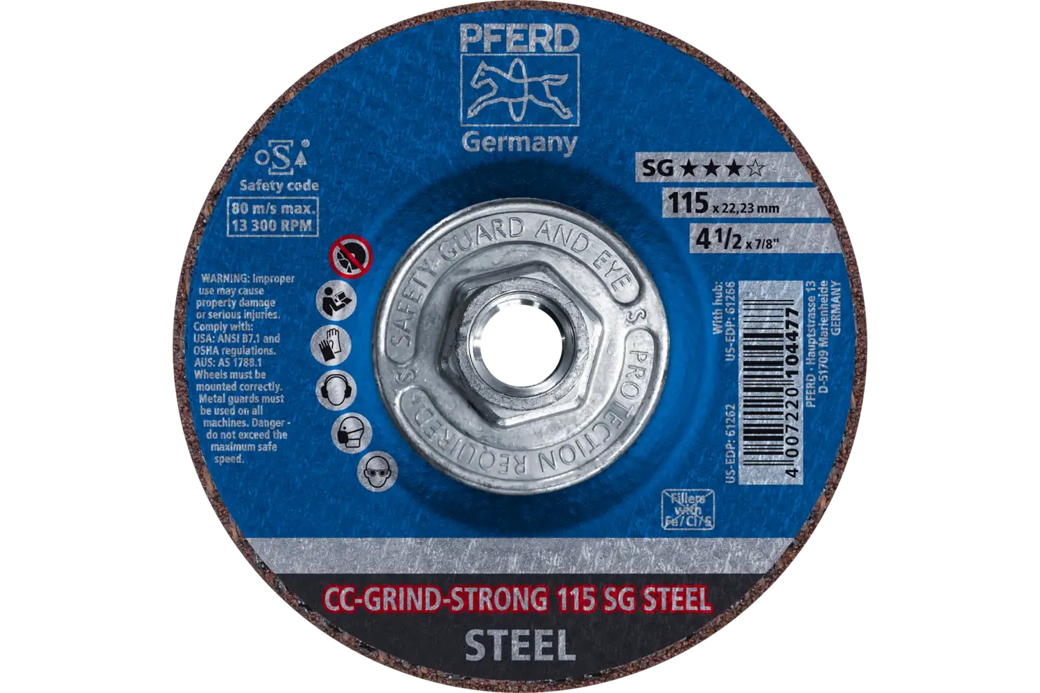 Picture of Pferd Grinding disc, CC-Grind®-Strong, 4-1/2" x 5/8-11, SG Steel, Ceramic